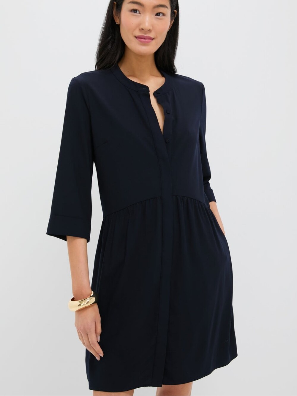 Tuckernuck Navy Crepe Royal Shirt Dress Size Large